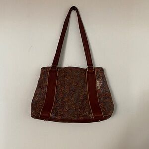 Elegant Brown Floral Shoulder Bag